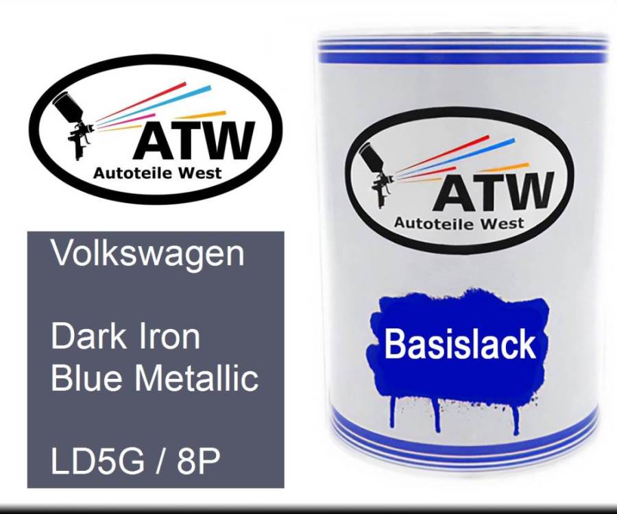 Volkswagen, Dark Iron Blue Metallic, LD5G / 8P: 500ml Lackdose, von ATW Autoteile West.